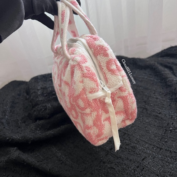Auth Dior Pink Terry Cloth Trotter Monogram Mini Bag - Vintage - Picture 8 of 16